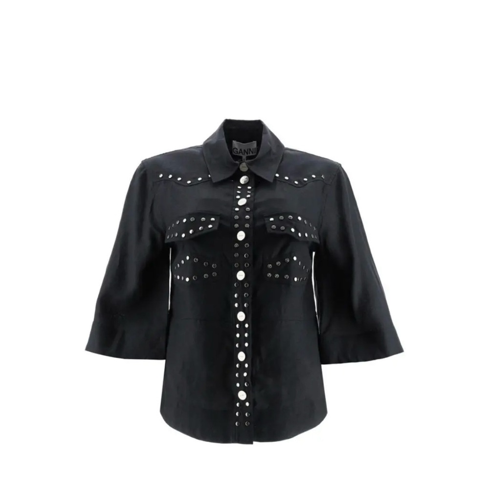 GANNI Studded linen top excellent condition